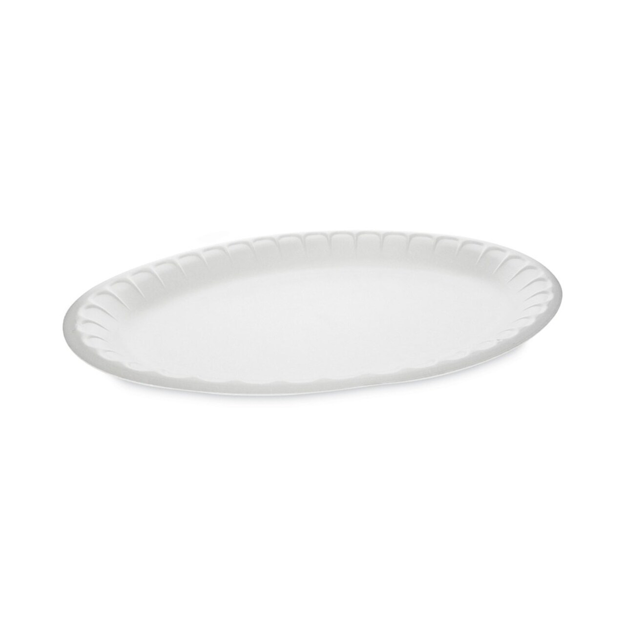 Pactiv Corp. Placesetter 11.5 x 8.5 Satin Non-Laminated Foam Dinnerware, Oval Platter - White (500/Carton)